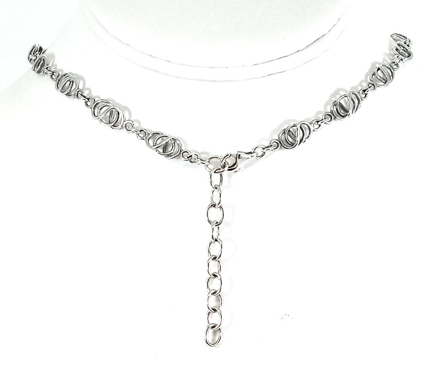 Vintage 925 Sterling Silver Celestial Orbital Rose Swirl Modernist Necklace