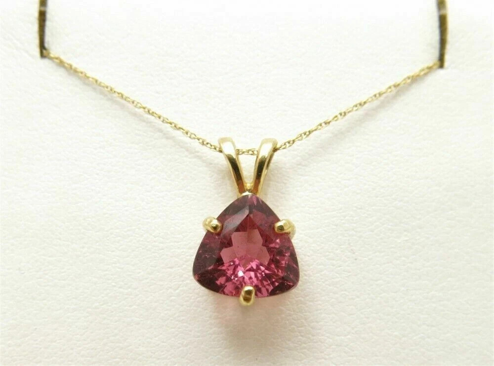 New 2Ct Trillion Cut Tourmaline Women’s Pendant 14K Yellow Gold Over Free Chain