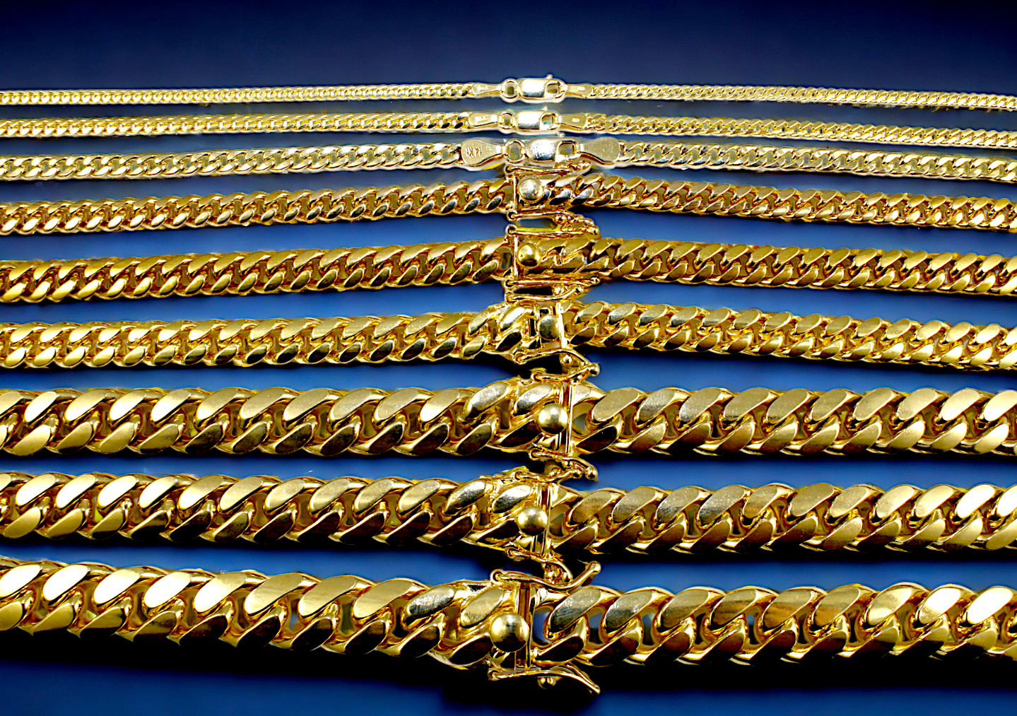 14K Yellow Gold 2mm-12mm SOLID Miami Cuban Necklace Bracelet Chain Gold 7″-30″