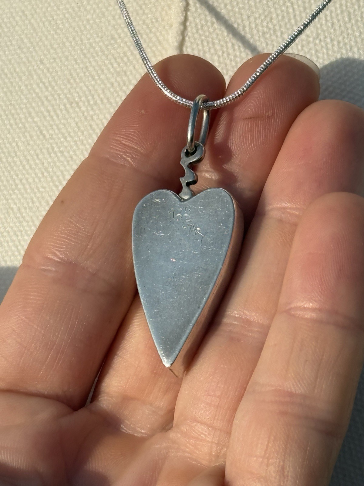 Ruby Zoisite Handmade Heart Pendant Signed Sterling Silver With Chain