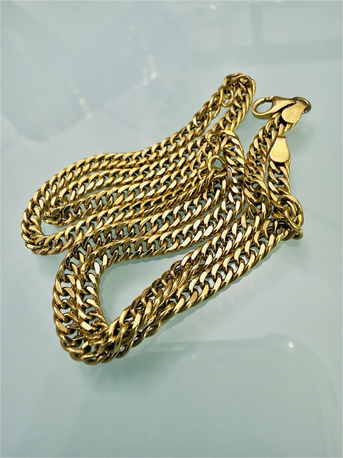 18K 750 Japan Solid Gold Kihei Cuban Shiny Link Chain Men Necklace 18” 45cm