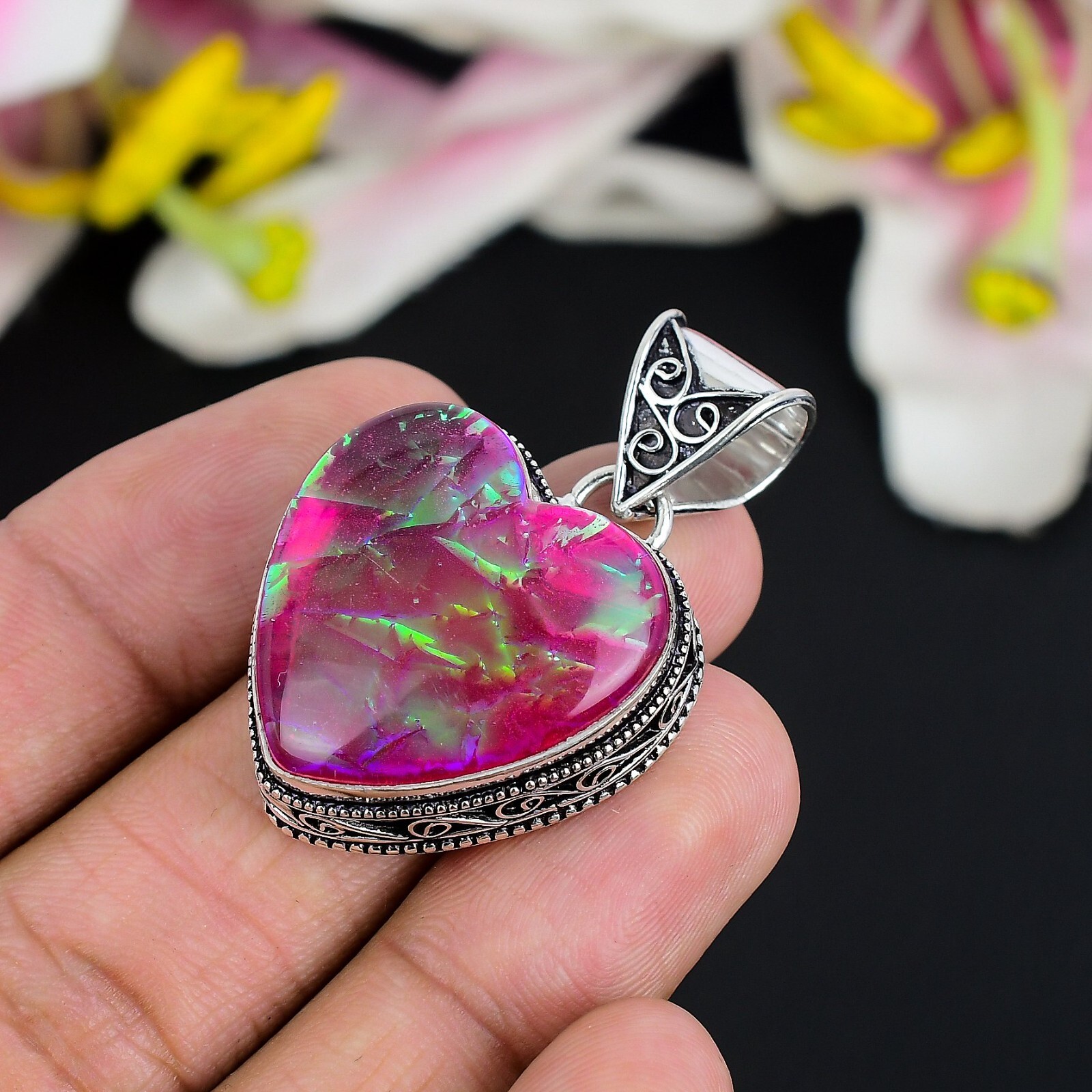 Australian Triplet Opal Gemstone handmade 925 Sterling Silver Jewelry Pendant
