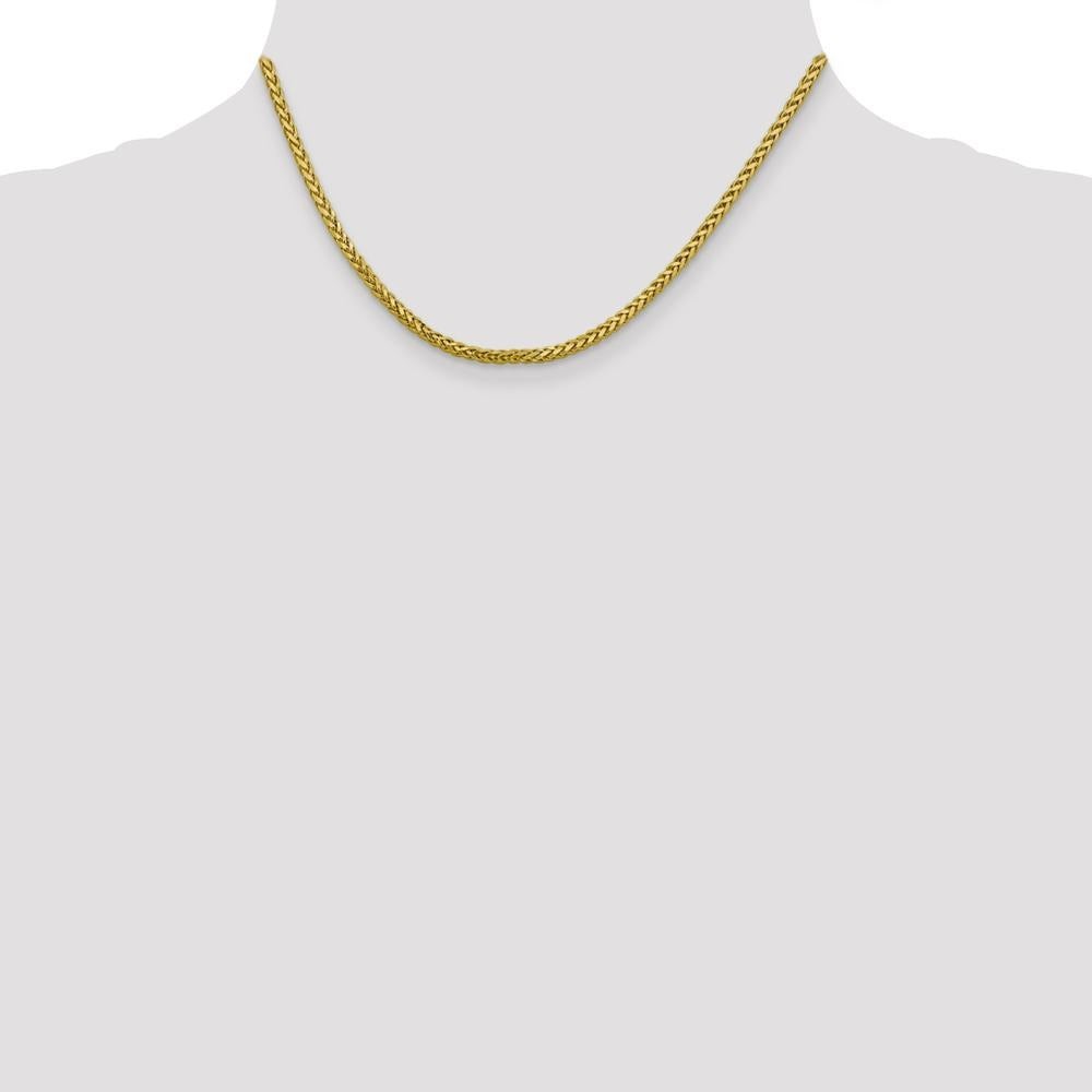 14K Solid Yellow Gold 2.7mm Spiga Wheat Link Chain Necklace
