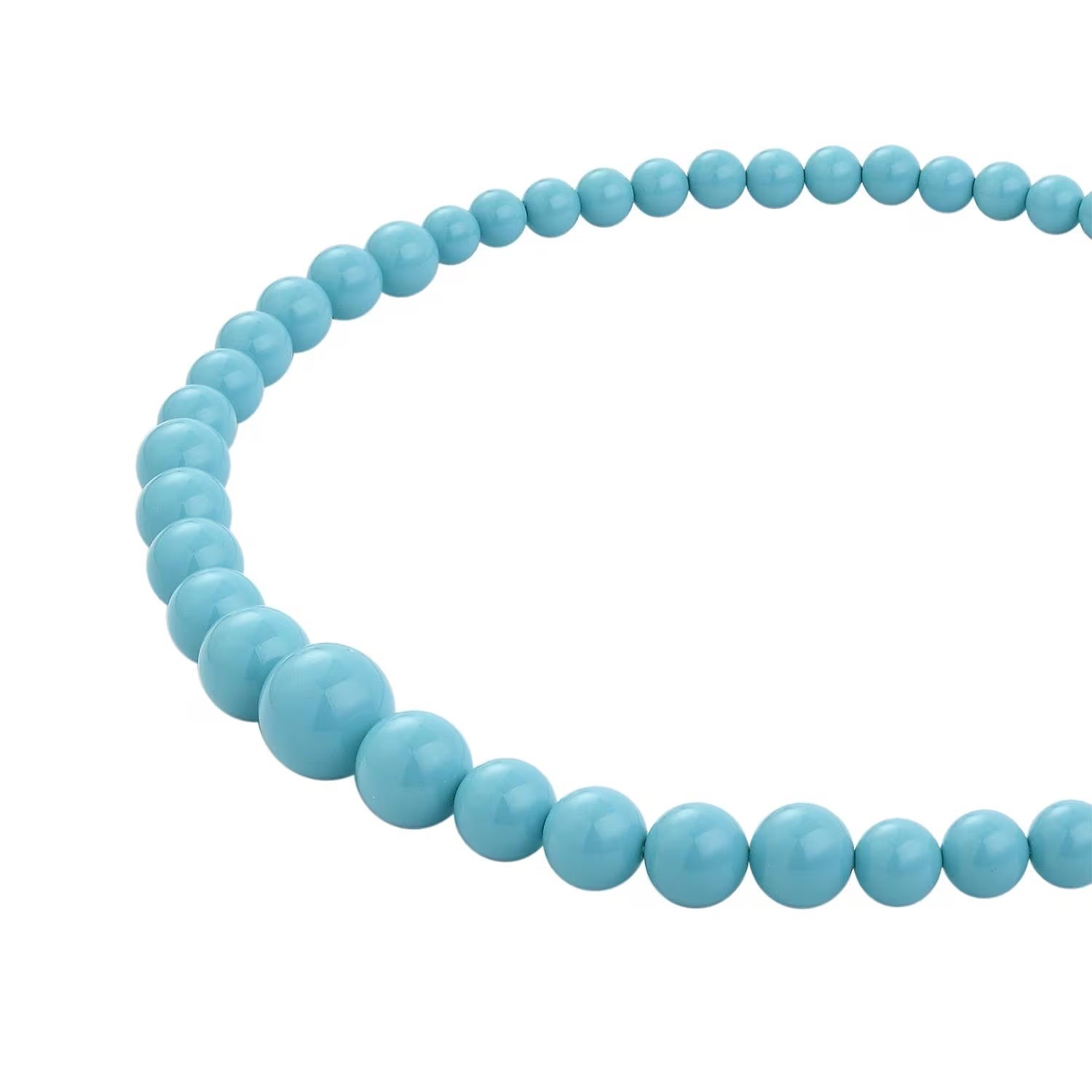 AA+ Pure Sleeping Beauty Turquoise Gemstone Woman Beads Necklace In 925 Silver C