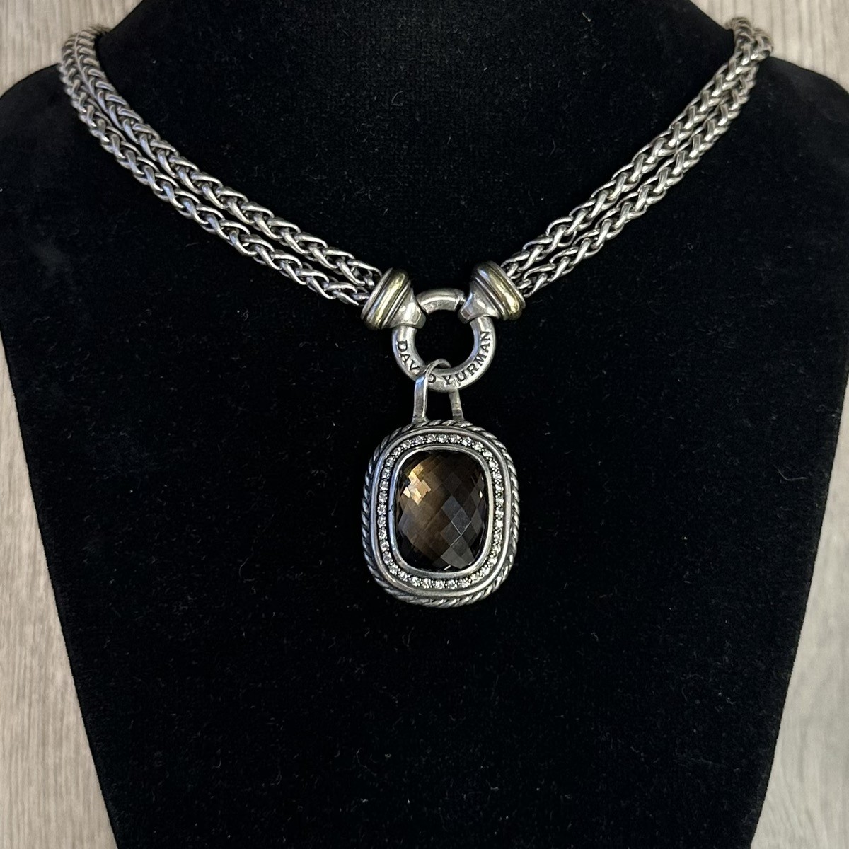 David Yurman Sterling & 18k Smoky Quartz & Diamond Albion Necklace (PAP007268)