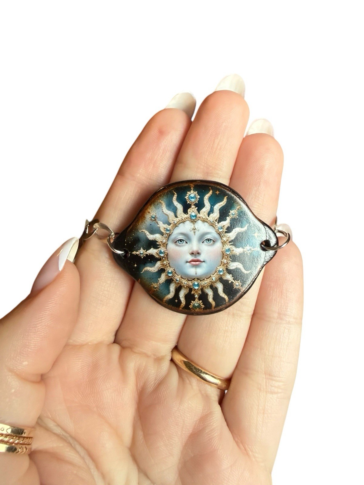 Celestial Sun Goddess Sterling Silver 925 Necklace Italy Milor