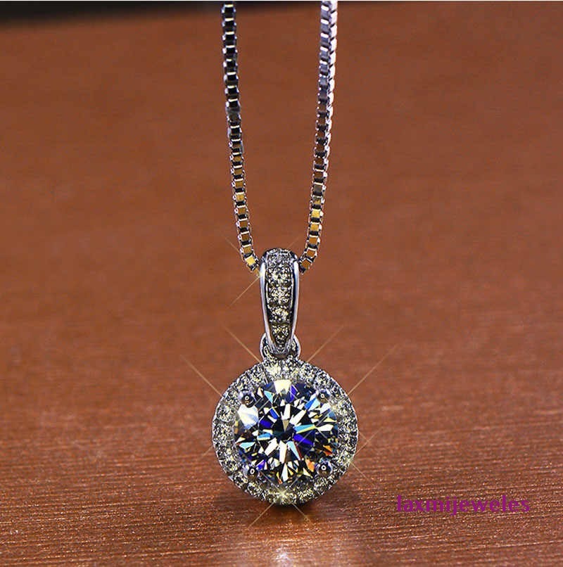 2.50Ct Lab-Created Diamond Pendant Halo Round 925 Silver Women’s Wedding Gift