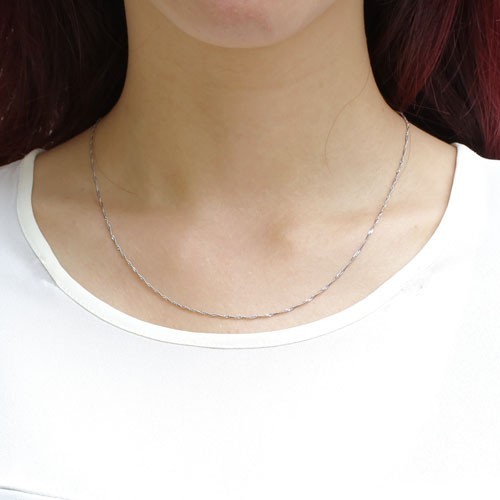 Pt999 Solid Platinum 0.9mm Singapore Chain Necklace 17.75″ Japan Mint HallMark