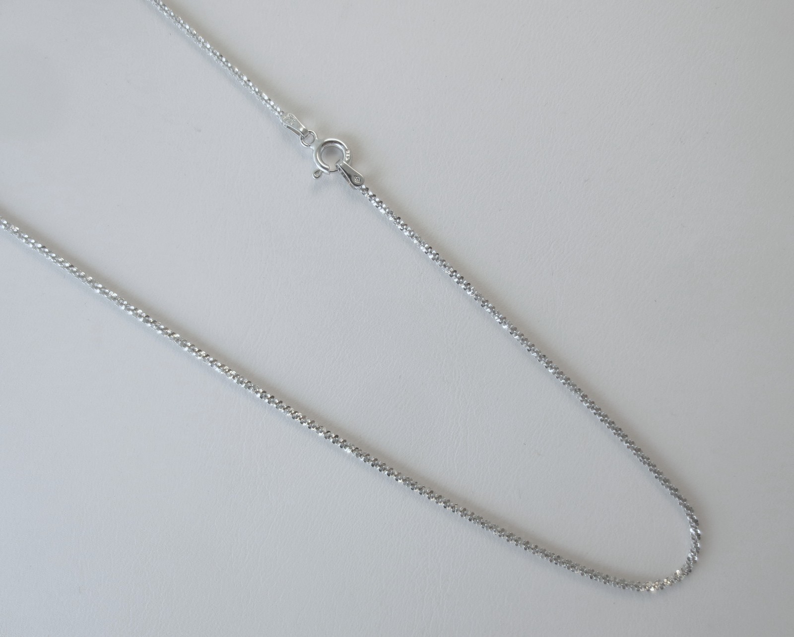 Diamond-cut Chain 1.5mm Italian .925 S. Silver 16,18,20,22,24,30″ Rhodium Finish