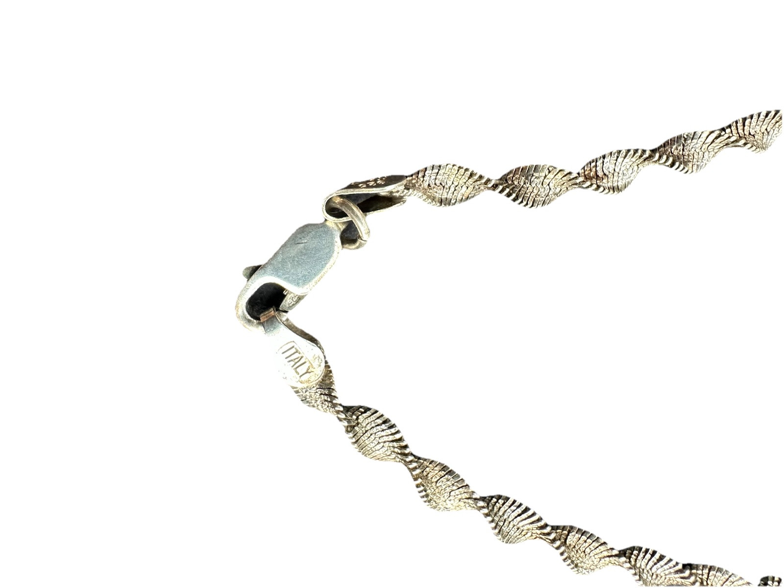 FAS 925 Sterling Twisted Herringbone Necklace 4mm 24” 11.3g Italy