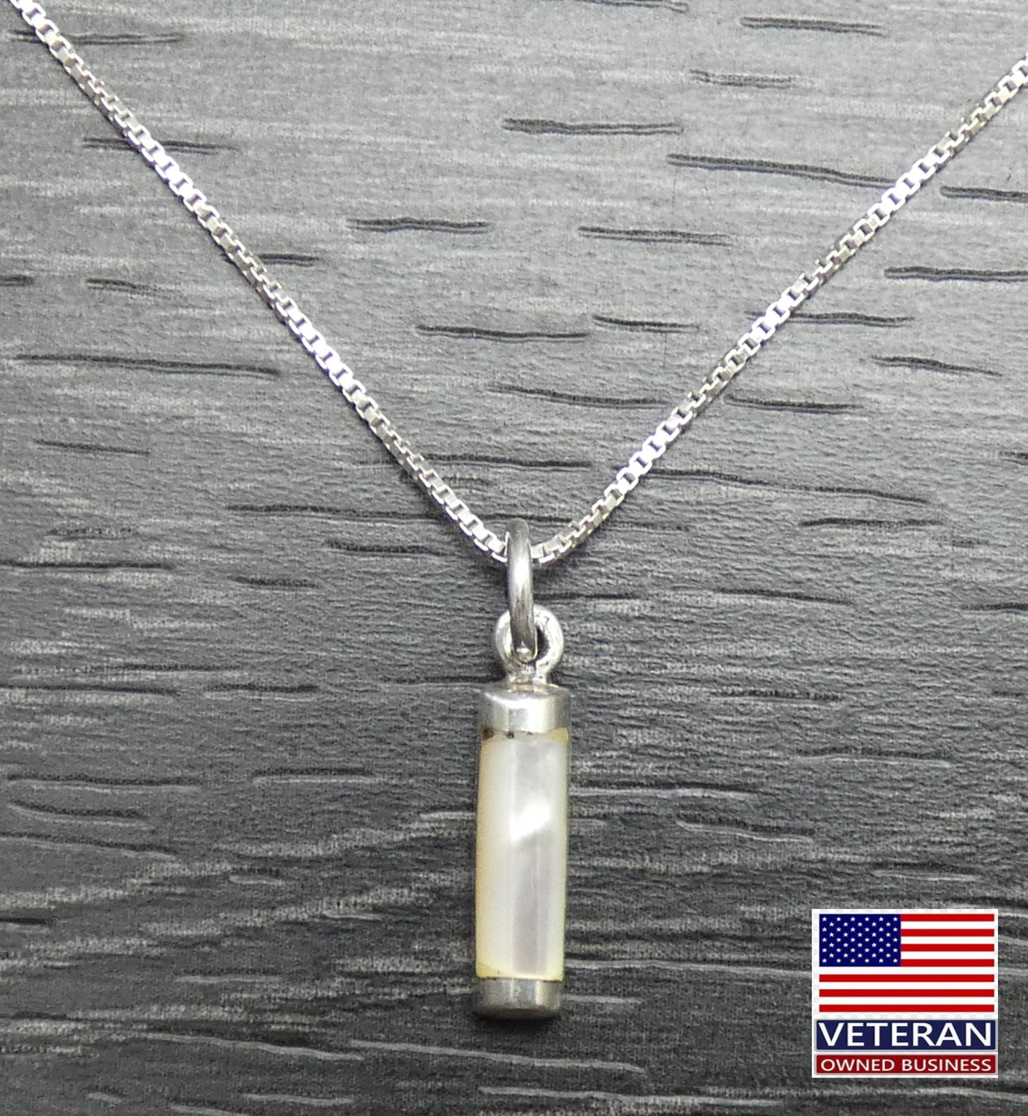Sterling Silver Unique White Opaque Small Bar Pendant Box Necklace 16 – 18 inch