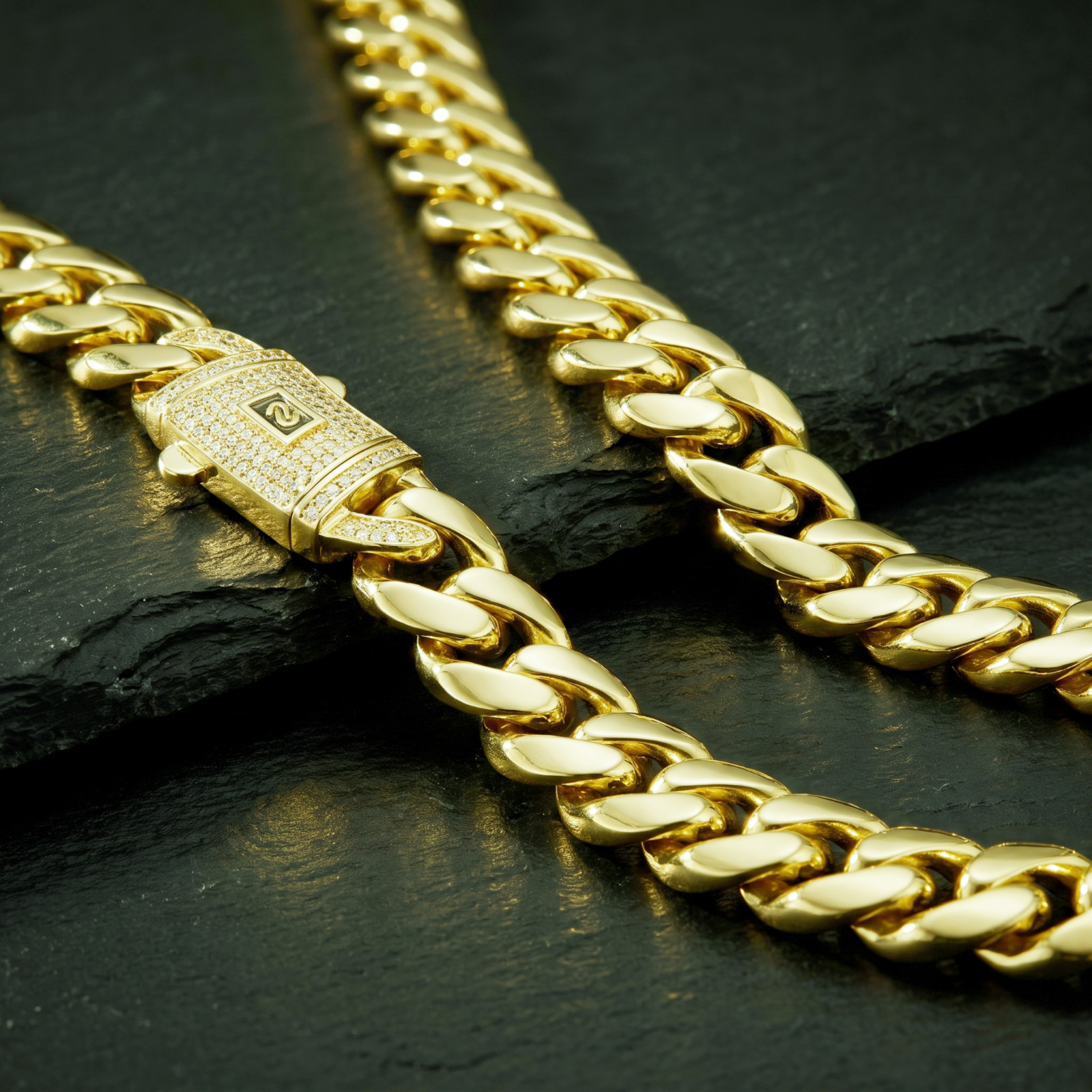 14K gold plated stainless steel cuban link necklace andbracelet for men or women