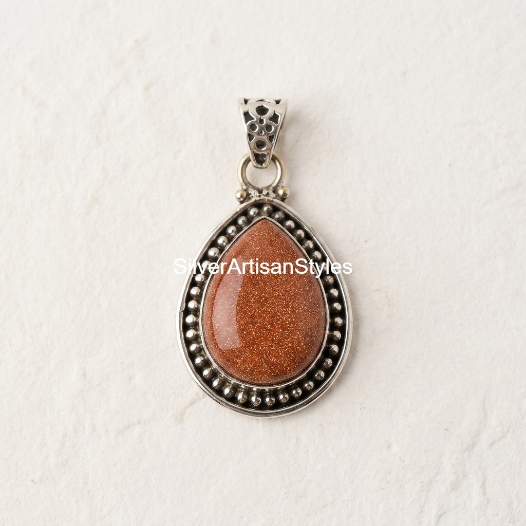 Orange Sunstone Gemstone Handmade 925 Sterling Silver Jewelry Pendants Gifts