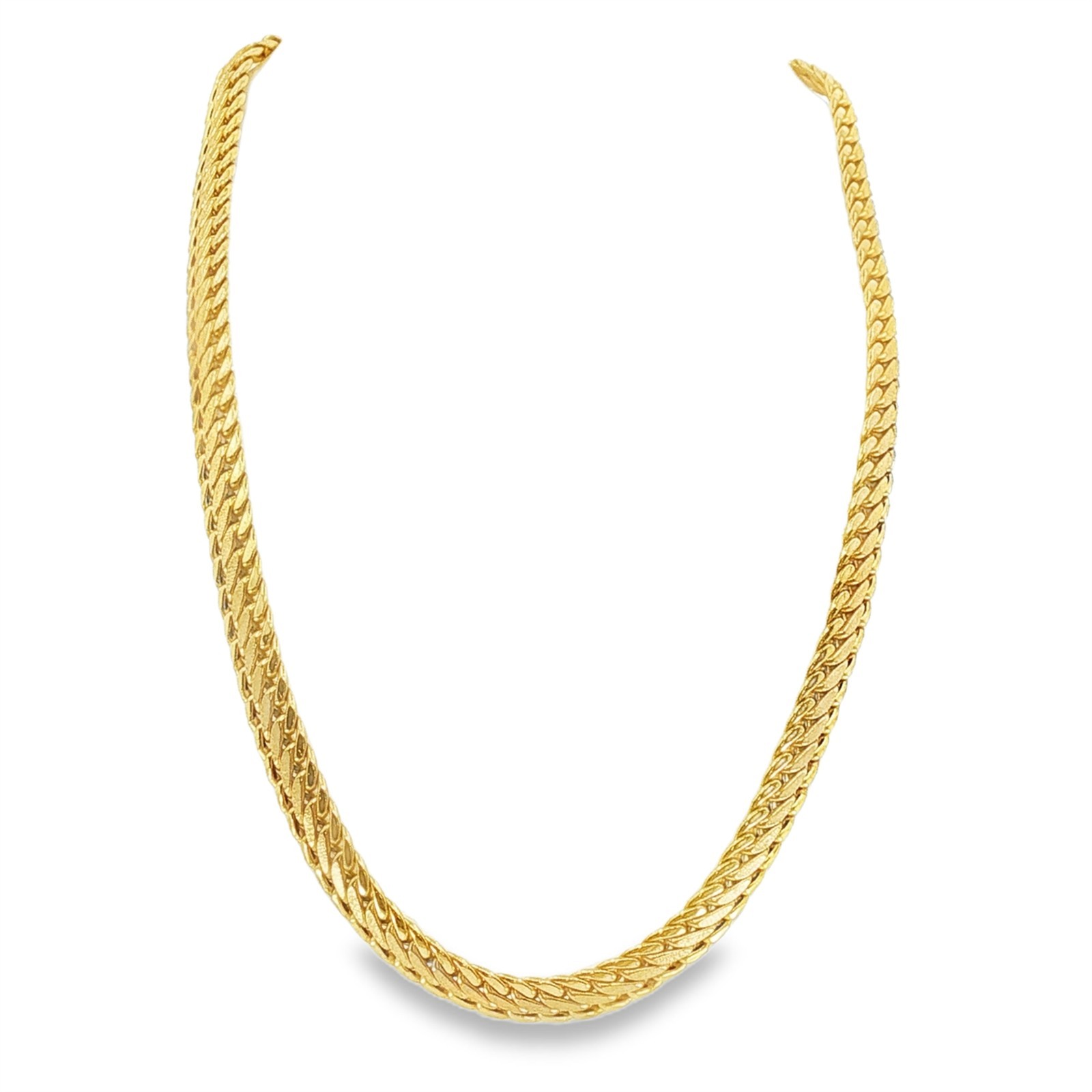 Vintage 14KY Italian Double Row Curb Textured Milor Brand Chain – 16”