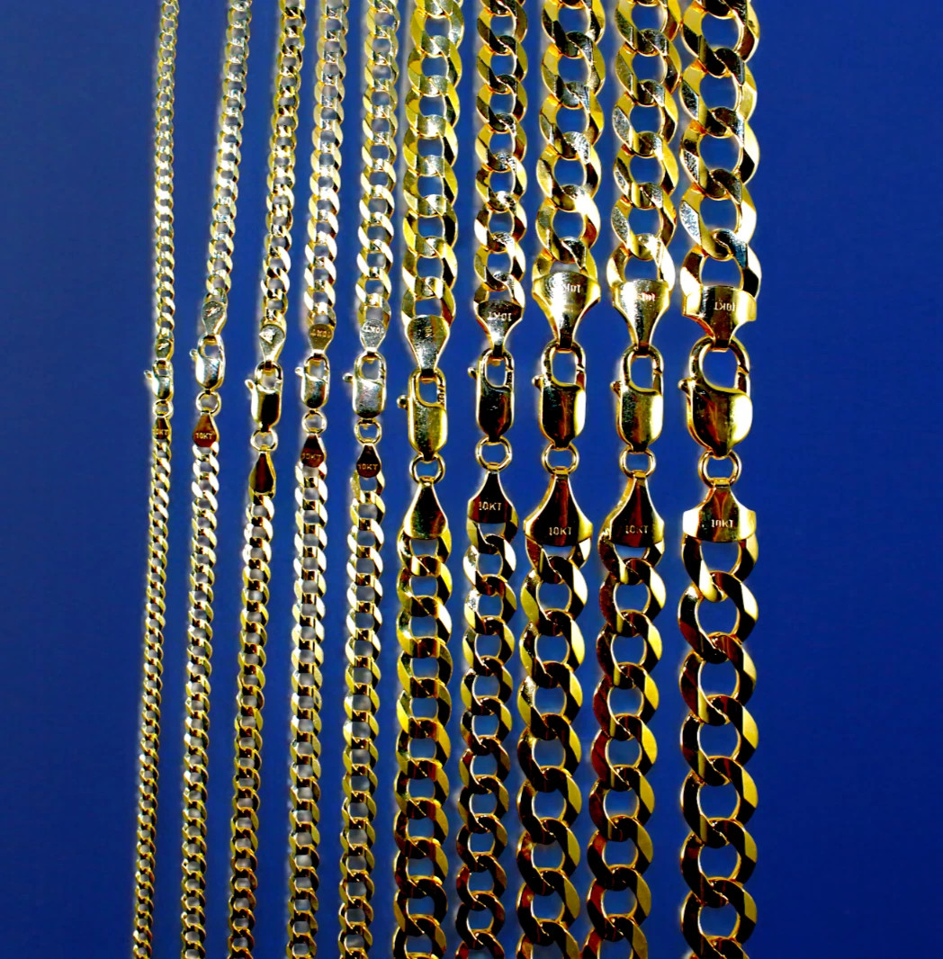 10K Yellow Gold SOLID Curb Cuban Necklace Chain Link Real Gold 2mm-9mm 16″-30″