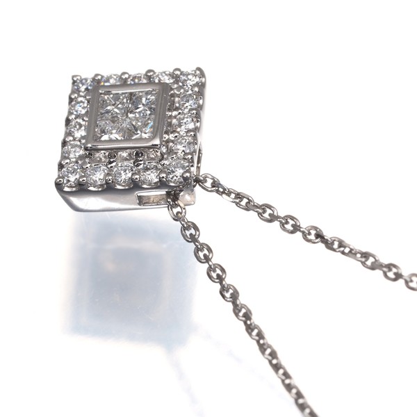 Auth VENDOME Necklace Diamond 0.20ct 850 Platinum
