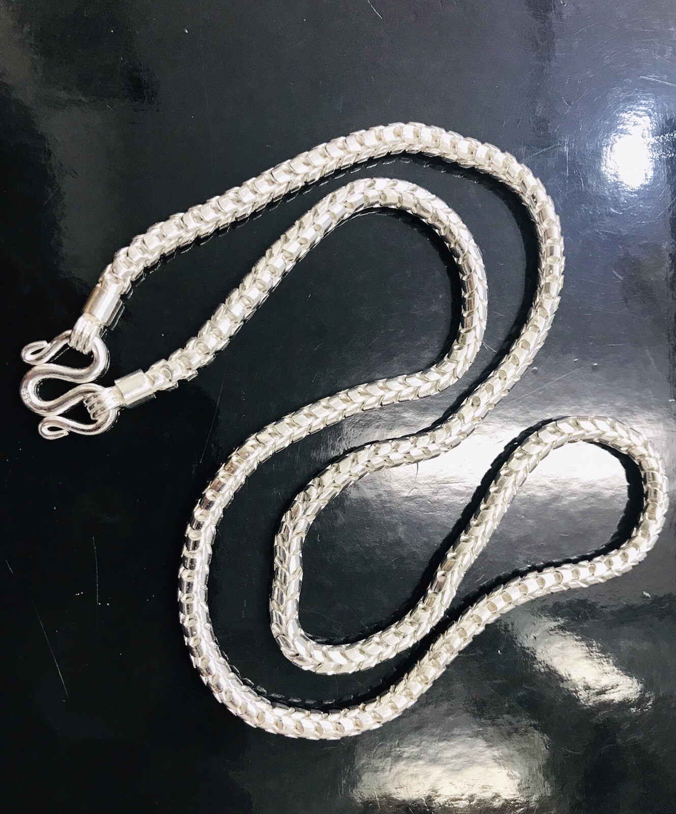 999 FINE silver Handmade Dragon Scale Chain Necklace Appr 100 Grams 24 inch