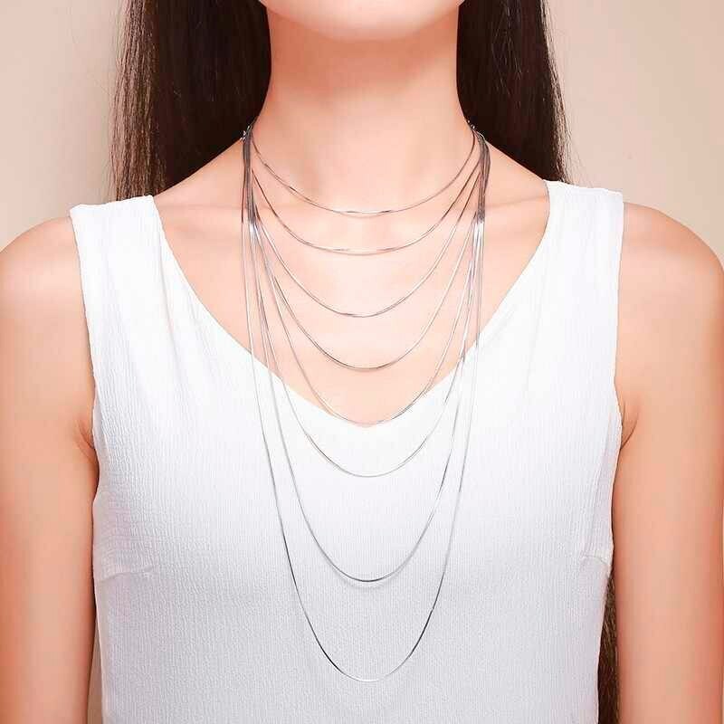 1.5MM Solid .925 Sterling Silver Italian Snake Chain Necklace Made In Italy
