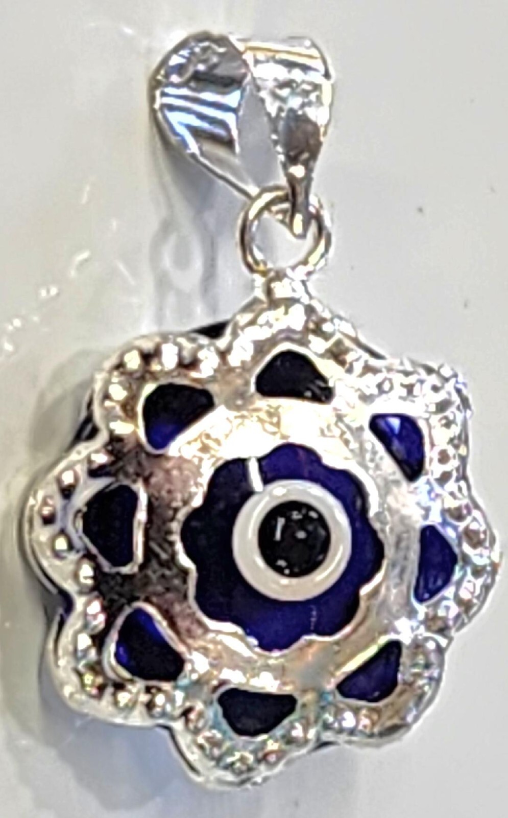 Evil Eye pendant Dark Blue Eye round 925 Sterling Silver # 2