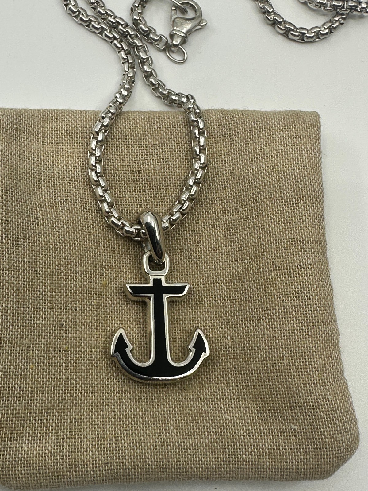 Silver David Yurman Sterling Silver Maritime Anchor Pendant Amulet Necklace