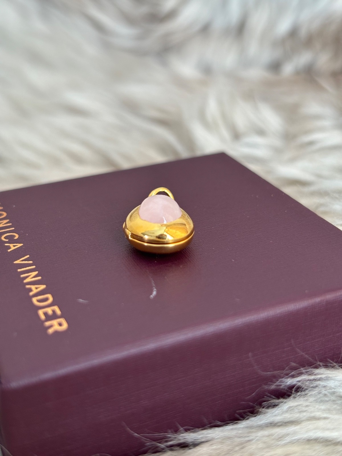 MONICA VINADER 💎 Locket 18k Gold & Rose Quartz RRP £99 Pendant