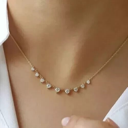 0.40Ct Round Lab Grown CVD VS1-E/F Diamonds Women’s 18″ Necklace 14k Yellow Gold