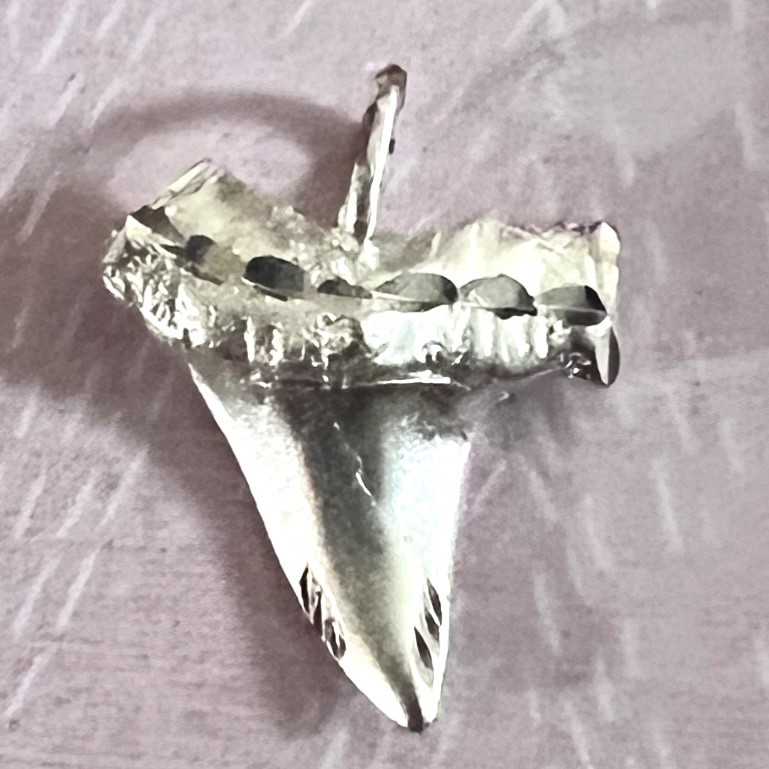925 Sterling Silver Shark Tooth 1” Diamond Cut Shiny Pendant Only Beach Wear