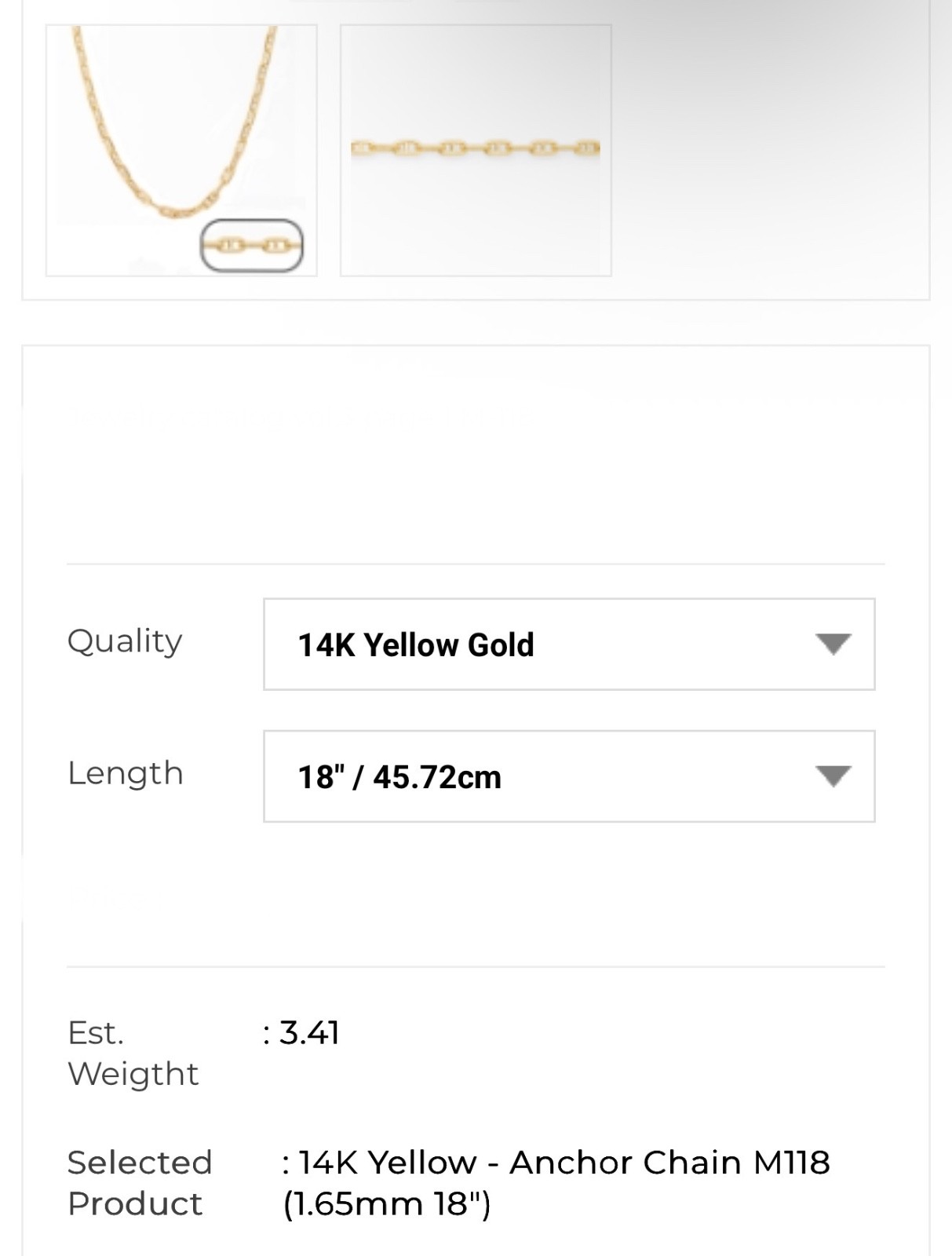 18 INCHES 14K GOLD: 1.65MM ANCHOR CHAIN/NECKLACE JEWELRY NEW REAL SOLID GOLD