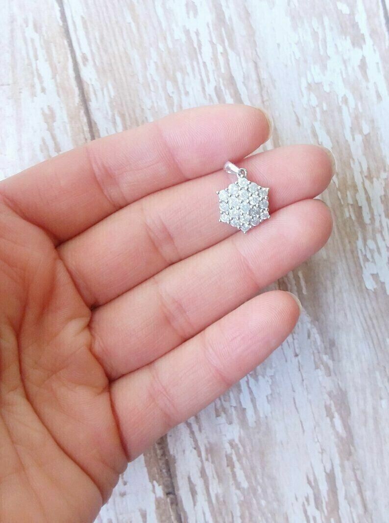 2Ct Round Cut Simulated Diamond Halo Pendant 14K White Gold Plated