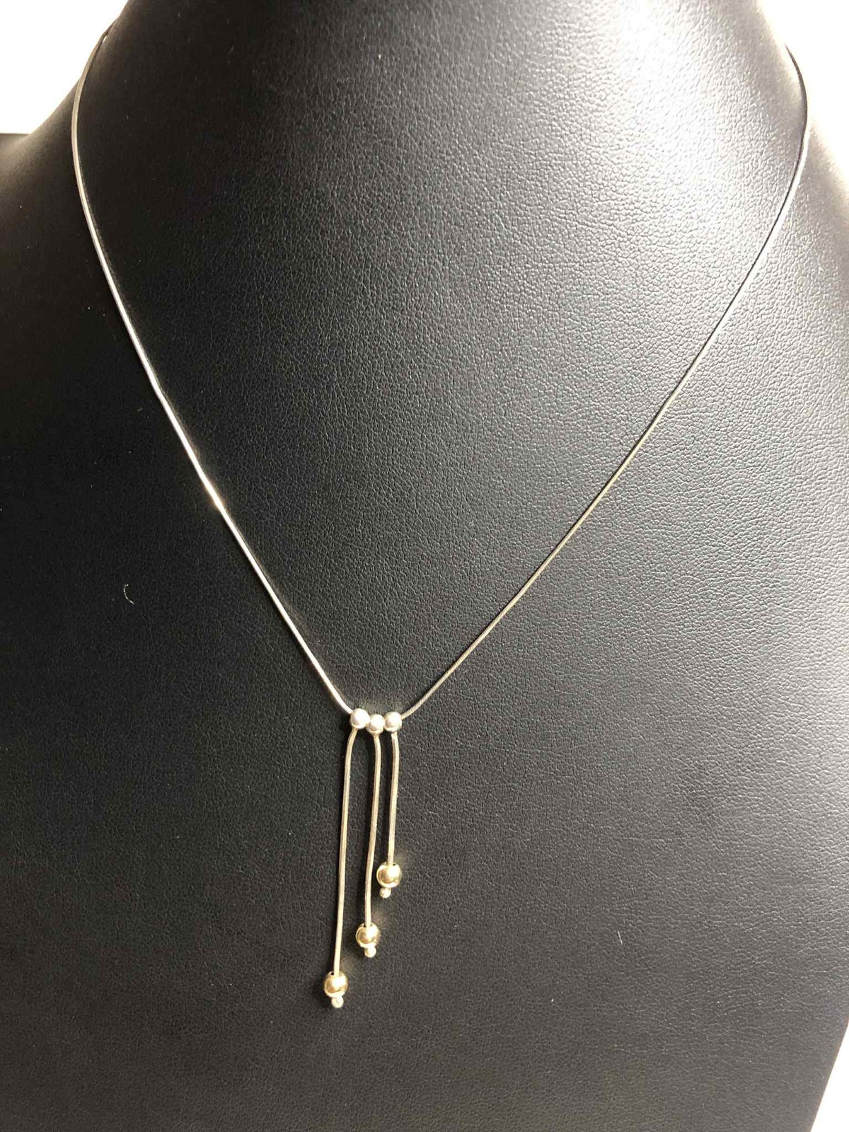 7242 Italy Sterling signed FAS 925 Ball drop pendant Chain 16″ Necklace