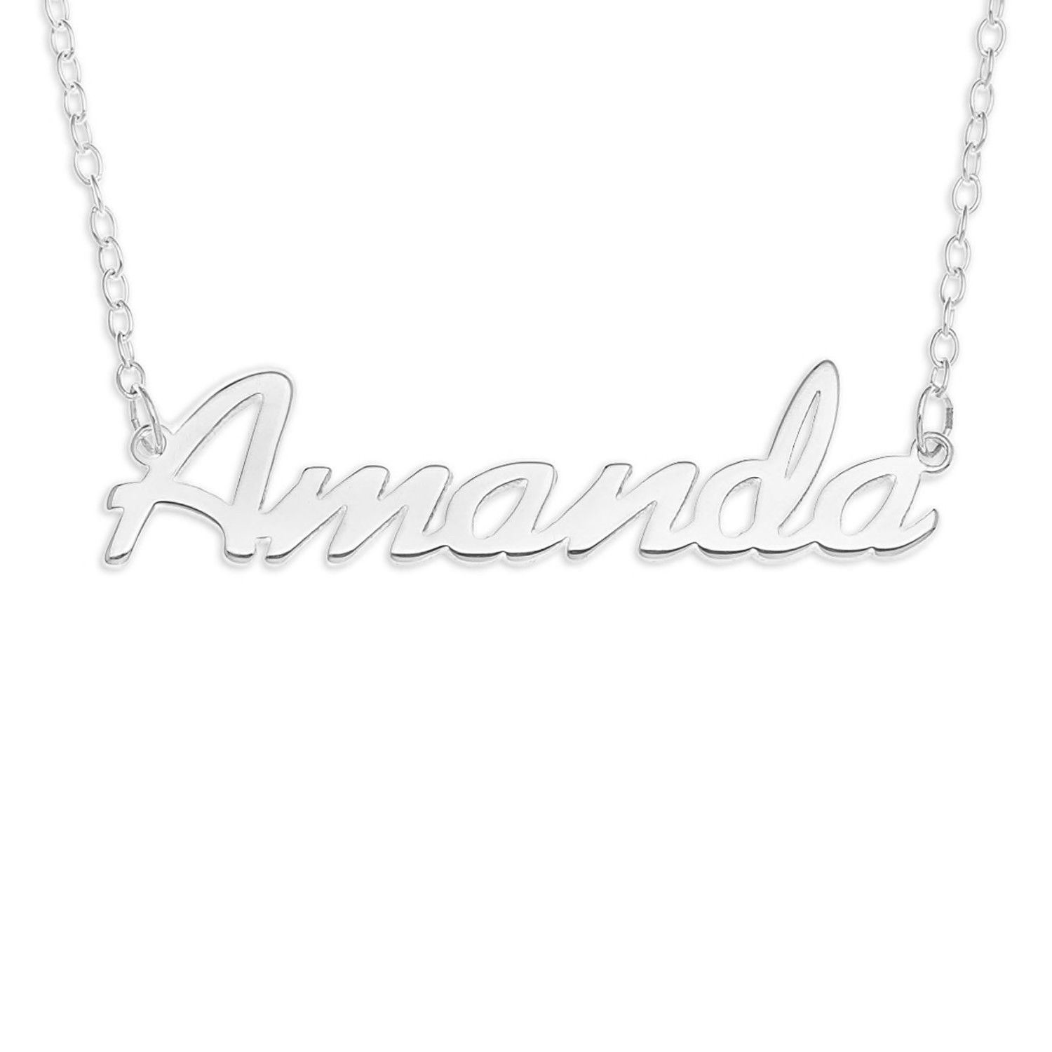 Amanda Name Plate Necklace Pendent Sterling Silver female Personalized Custom