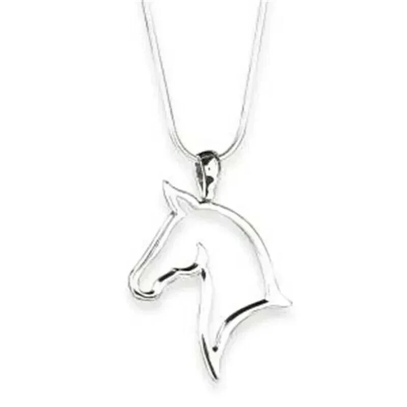Unique 925 Sterling Silver Horse Necklace Pendant 14K White Gold Plated