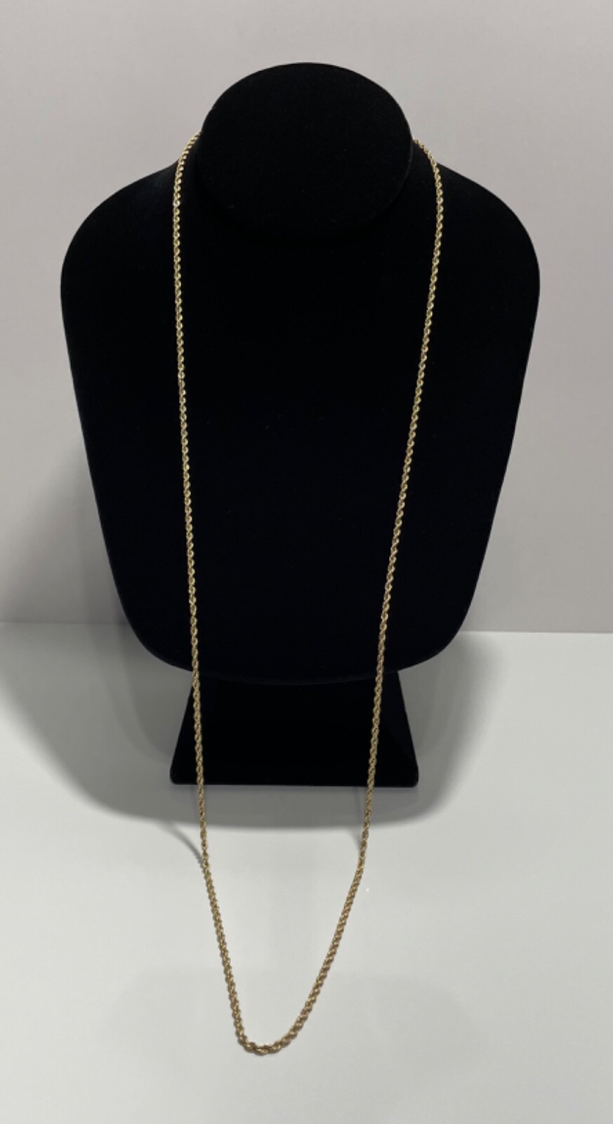 14K Solid Yellow Gold Diamond Cut 2.20mm Rope Chain Necklace Unisex 32 In.