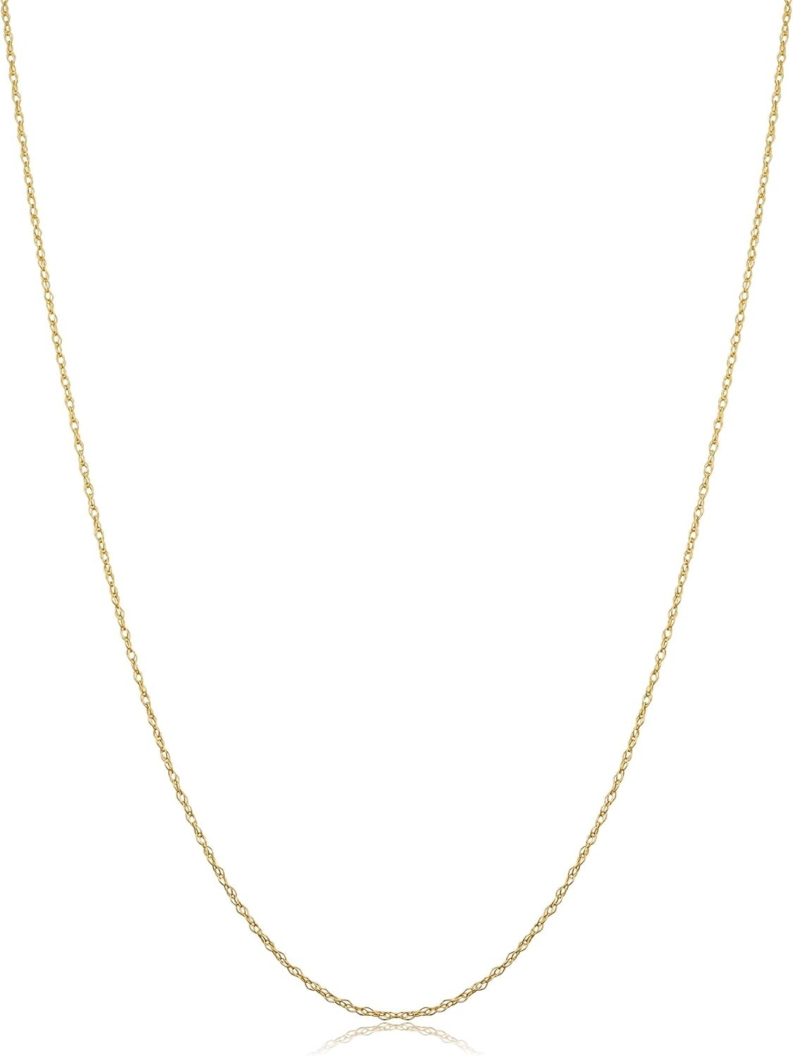 Womens Classic Rope Chain 10k Yellow Gold Barely There Necklace Thin Lightweight