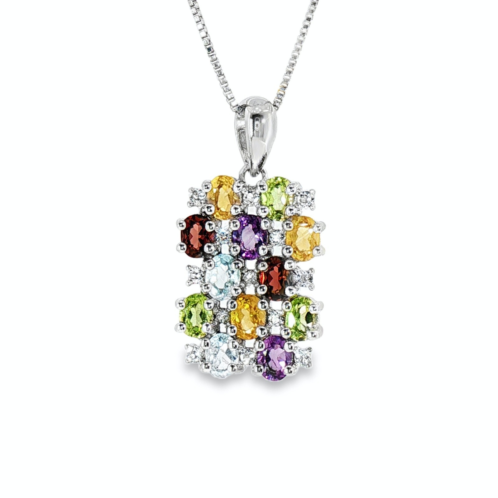 925 sterling silver Pendant Semiprecirous Mix 4x3mm Gemstone jewelry.