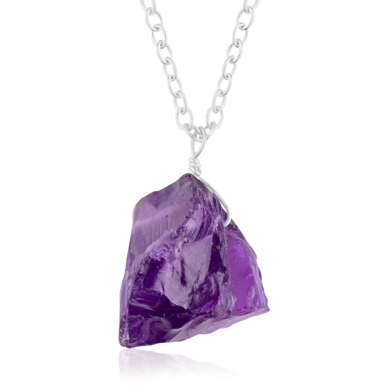 Natural Raw Amethyst Pendant Rough Crystal Dainty Women Necklace stone Jewelry