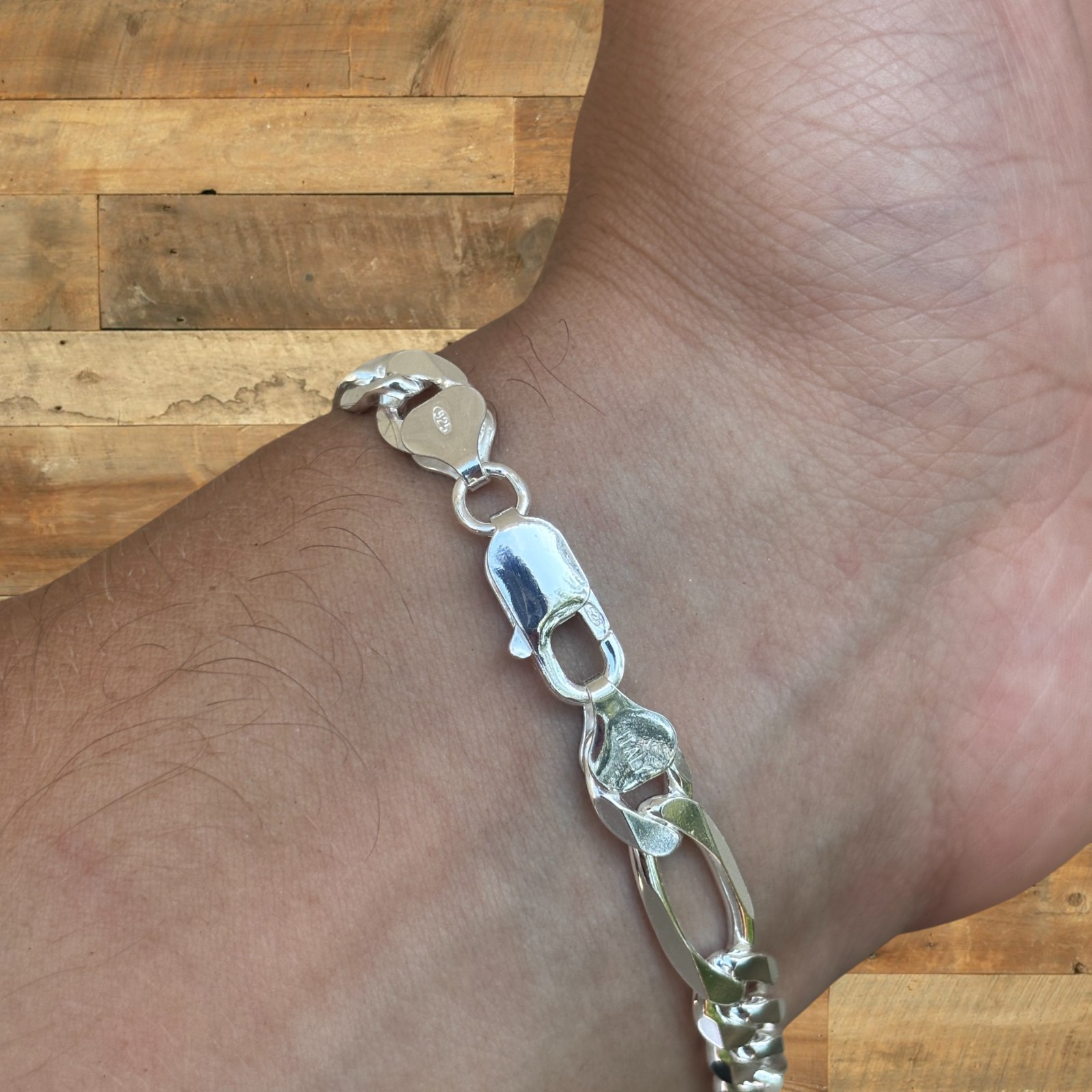 8mm Figaro Bracelet Link – Real Solid 925 Sterling Silver Or 14k Gold Vermeil