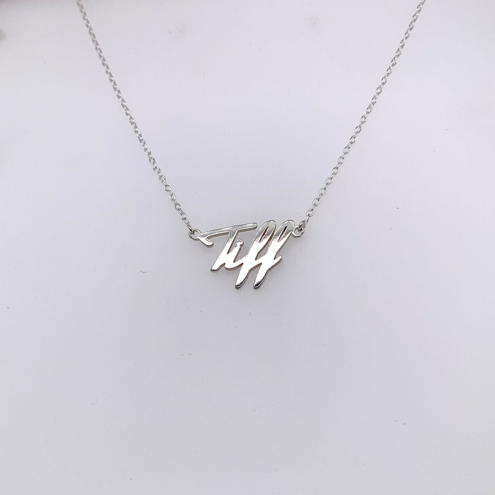 Tiff Name Plate Necklace Pendent Sterling Silver female Personalized Custom