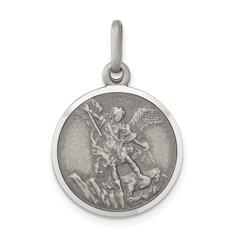 Sterling Silver Antiqued Saint Michael Medal 2.03 g