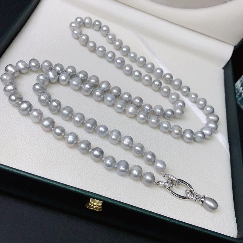 7-9 mm natural baroque gray south sea pearl necklace 80 cm