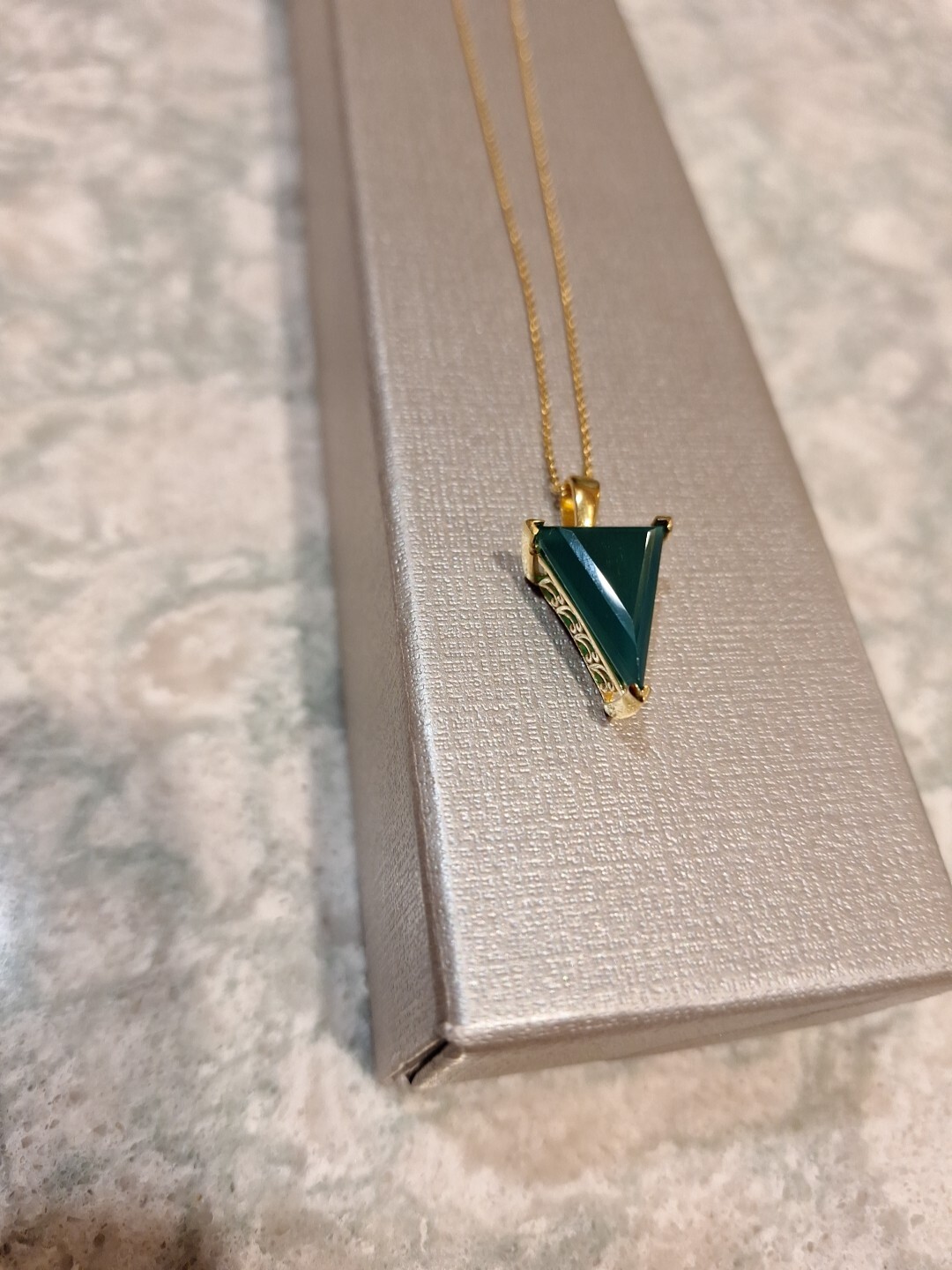 Verde Onyx Pendant Necklace 20 inches in Vermeil Yellow Gold over S/S 7.00 ctw.