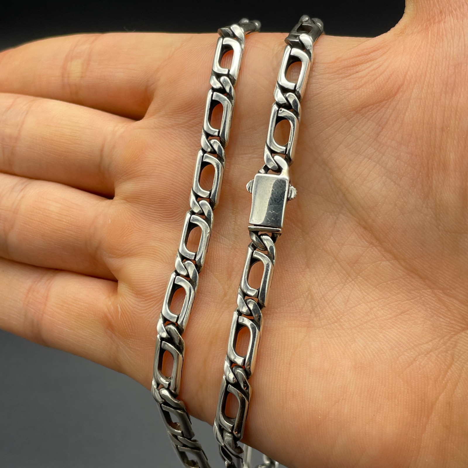 925 Sterling Silver Solid Italian Design Figaro Link Chain Necklace Gift for Him