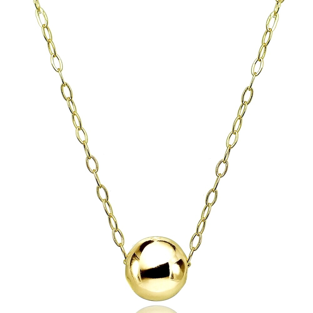 Yellow Gold Flashed Sterling Silver High Polished 7mm Ball Bead Slide Necklace