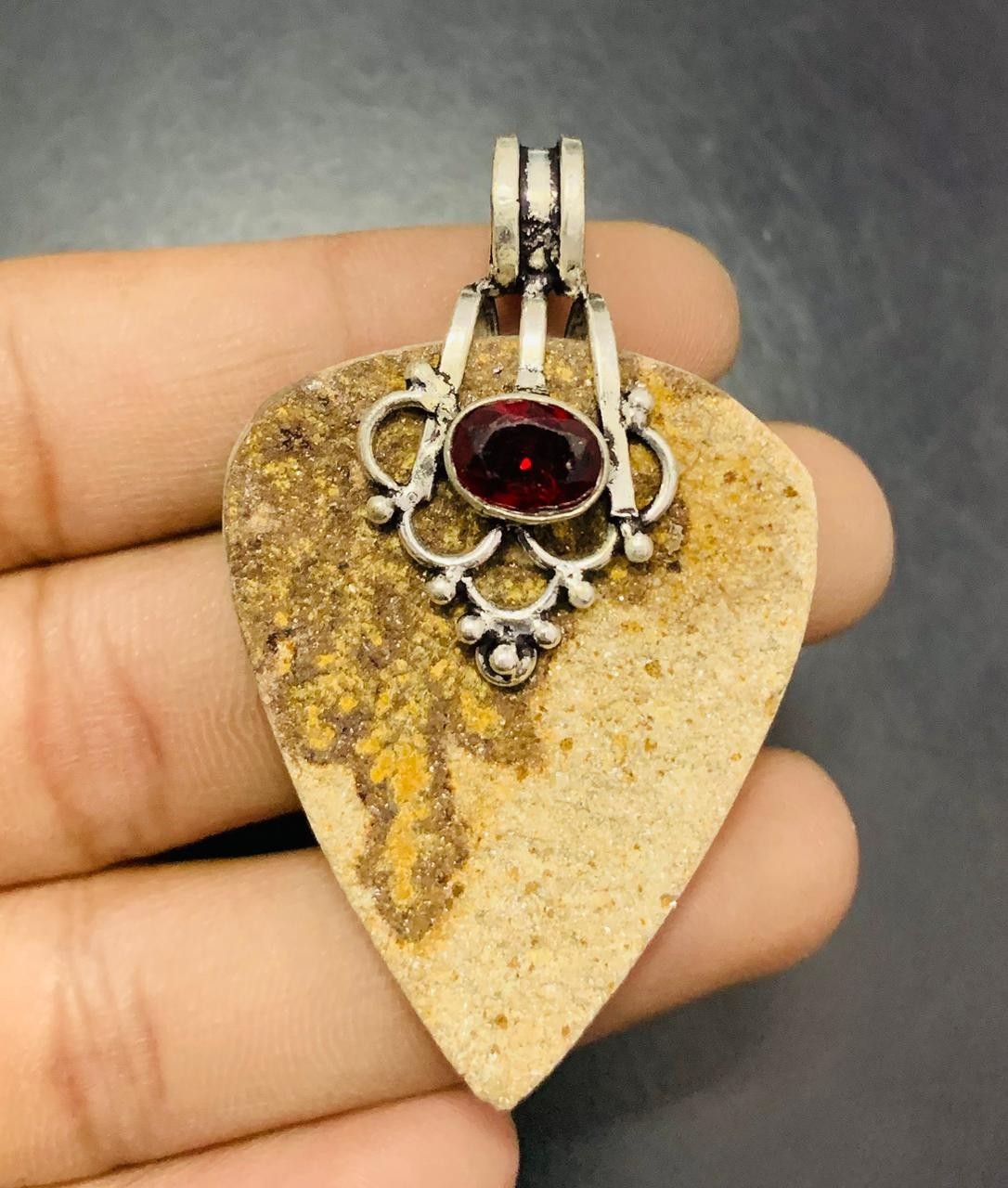German Dendrite Gemstone 925 Sterling Silver Handmade Pendant Jewelry Gift For