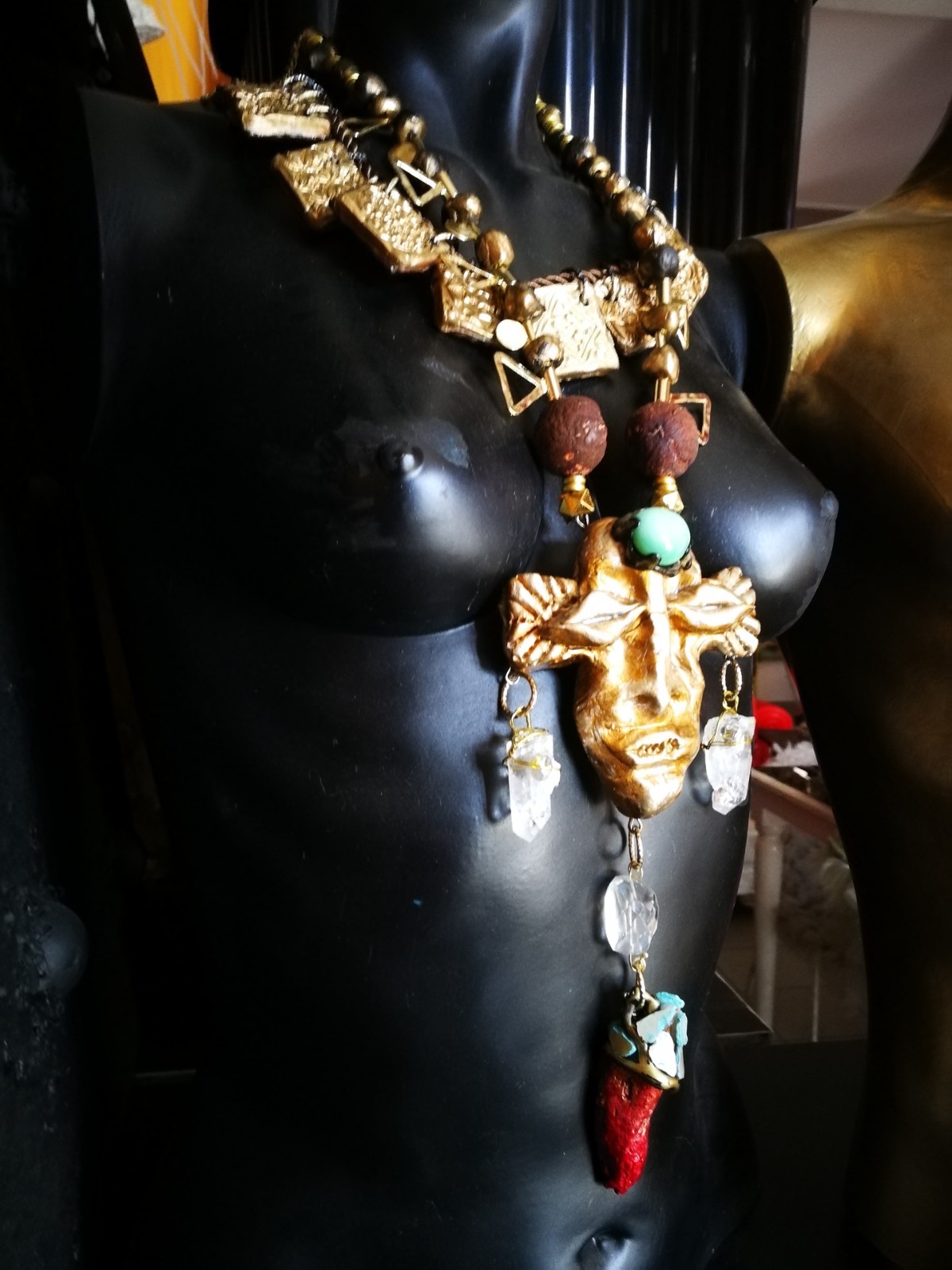 Statement Fine Jewelry Ethnic Glamour Gemstone Jewel Sculpture Tribal Mask Stone