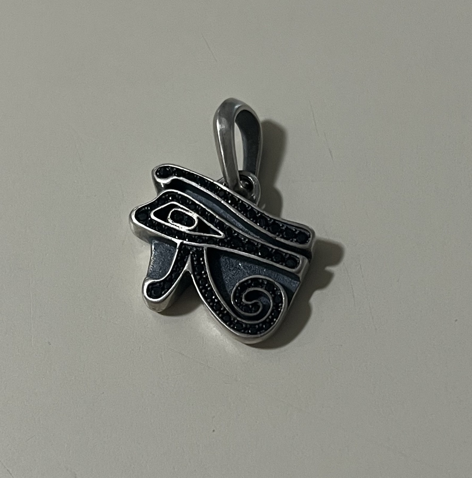 David Yurman Sterling Silver Eye of Horus Pendant with Black Diamonds