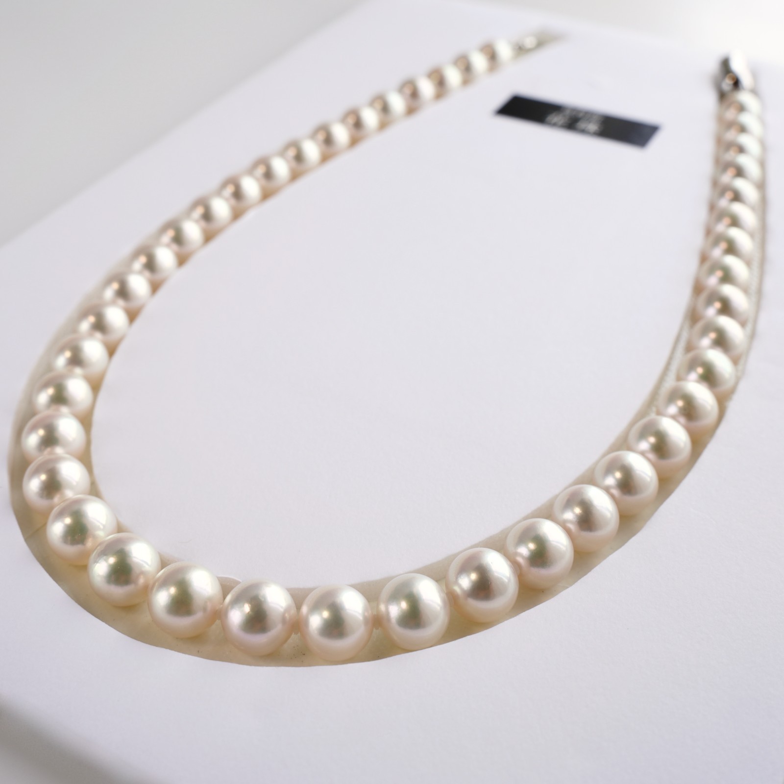 17″,AAA 9-9.5mm Round Hanadama Japanese Akoya Pearl Strand Necklace,Certificate