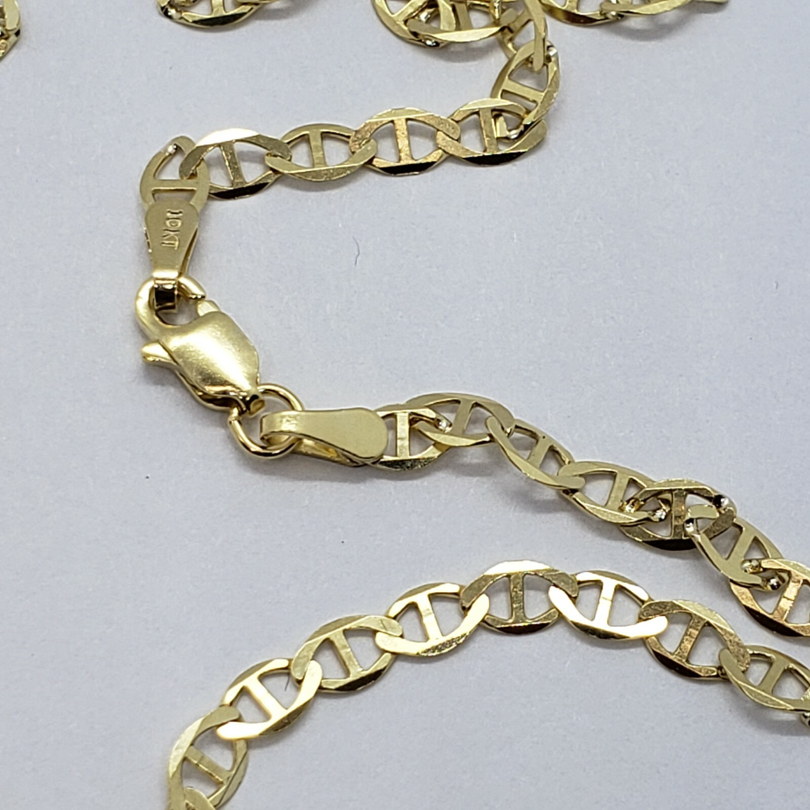 10K Solid Yellow Gold Mariner Anchor Link Chain Necklace 3mm Men Women 16″~30″