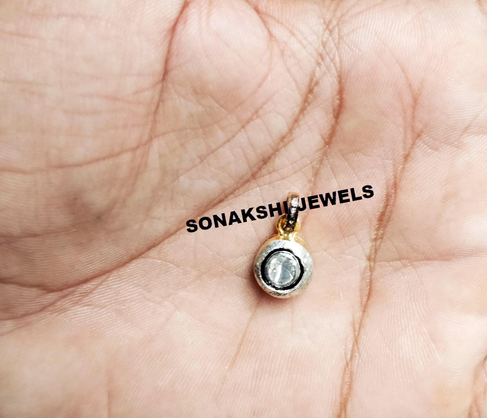 Handmade Polki Diamond Pendant: 925 Sterling Silver Halo Jewelry Pendant