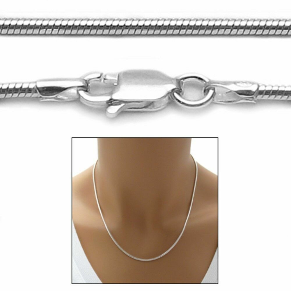 1.5MM Solid .925 Sterling Silver Italian Snake Chain Necklace Made In Italy